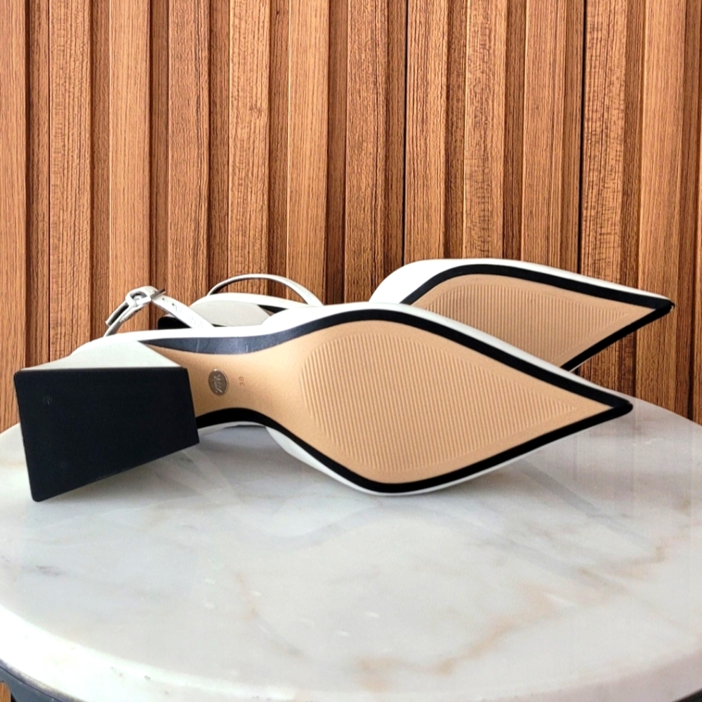 Zara White Slingback Heels - Picture 8 of 9